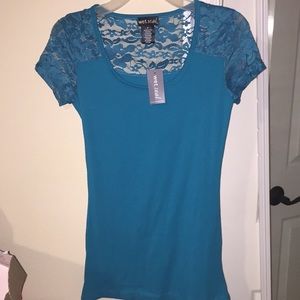 Blue lace shirt